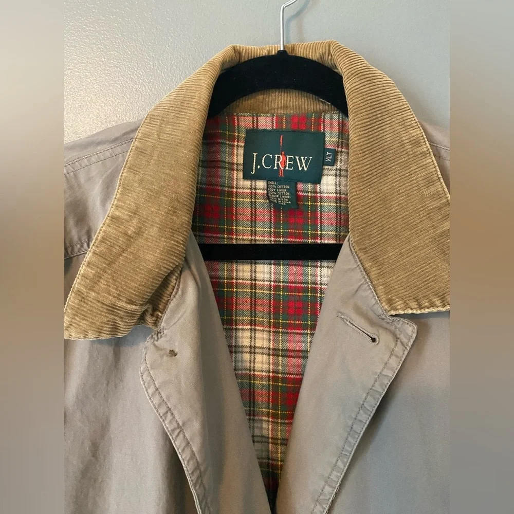 VTG J Crew Oarsman Jacket Mens XLT Beige Cotton Lined Button Up Barn Chore Coat